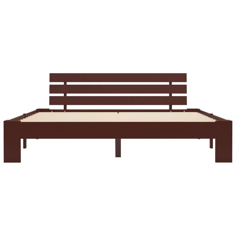 vidaXL Bed Frame Solid Pine Wood, European Kingsize (160 x 200 cm), Dark Brown