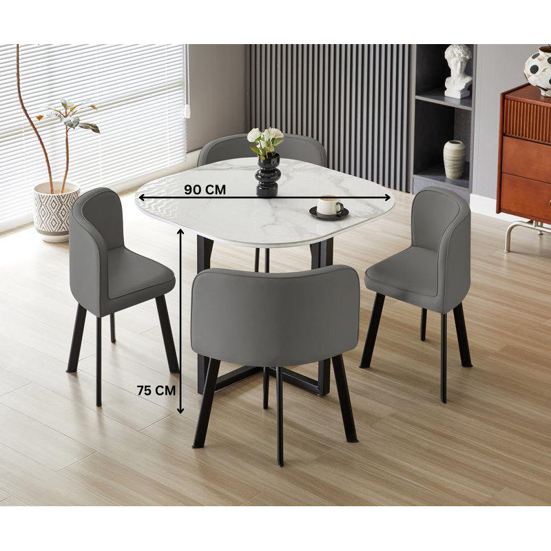 Oliver Nesting Dining Table Set Square With Chairs, Grey