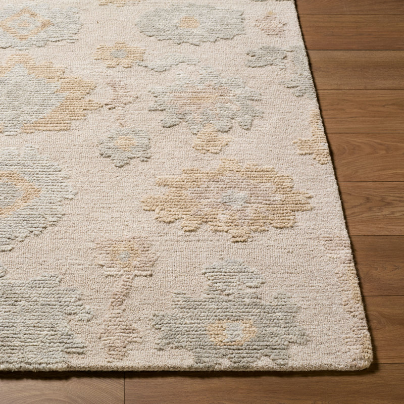 Baku Handmade Area Rug, Beige/Taupe/Mustard, Rectangle 2' x 3'