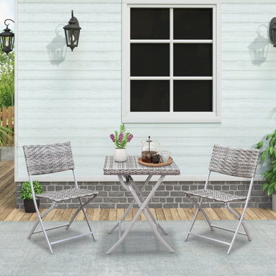 3 Piece Patio Rattan Bistro Set Folding Table Chairs -  Latitude RunÂ®, B06EBC68DF44417C948D225C8BEC9EDD