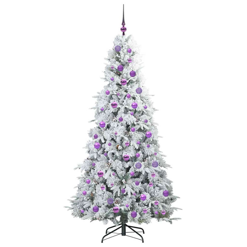 Artificial Hinged Christmas Tree Green PE and PVC, 5.91' H, White/Purple