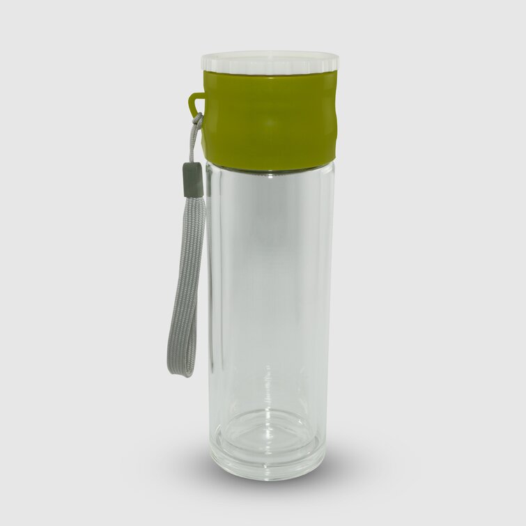 Glass Tea Infuser Stainless Steel Double Insulated Tumbler Water Bottle  10oz