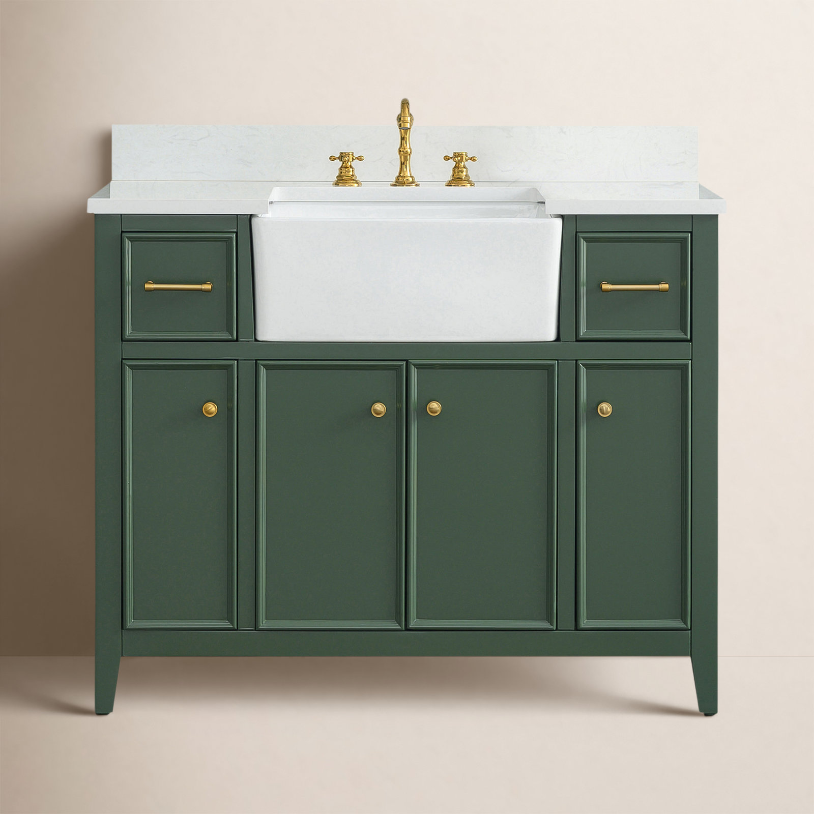Aisa 42" Pine Single Bathroom Vanity, Evergreen/Brushed Gold