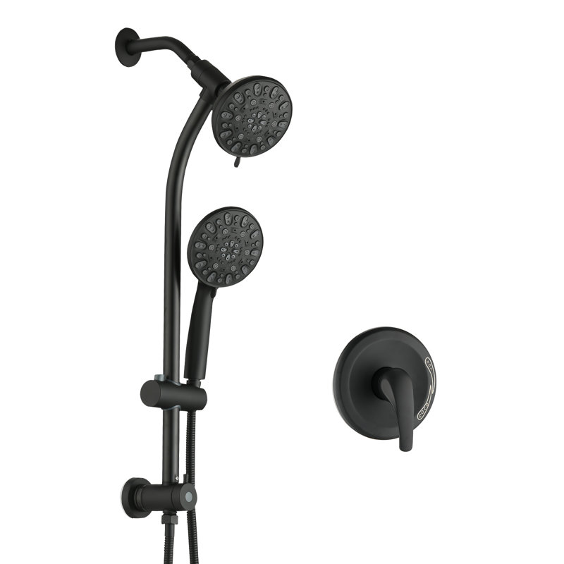 Tête de douche à pluie murale 5 pouces avec douche à main multifonction Topcraft, Noir mat