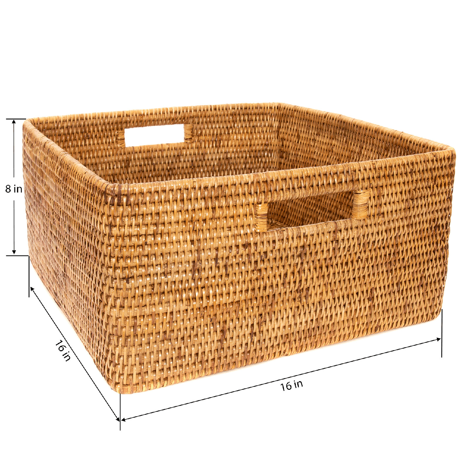 Handwoven Rattan Storage Basket, Honey Brown