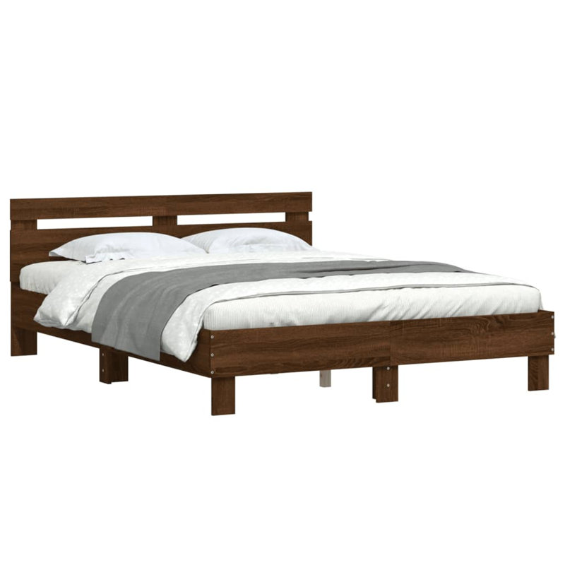 Ninabelle Bed, Brown Oak, Double ( 140 x 200 cm)