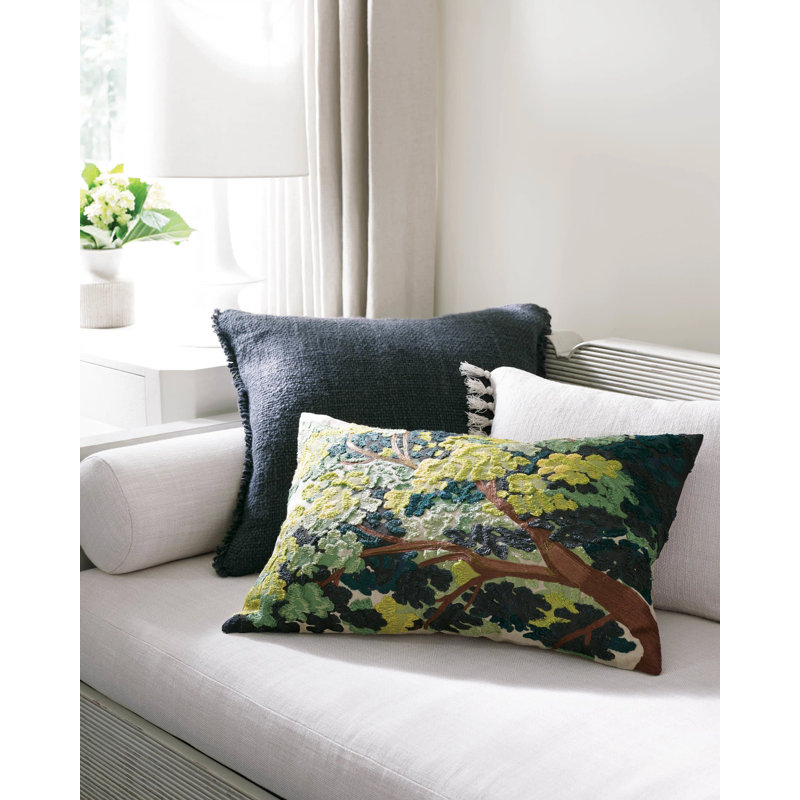 Terra Embroidered Green Decorative Pillow, Pillow Cover Only - No Insert