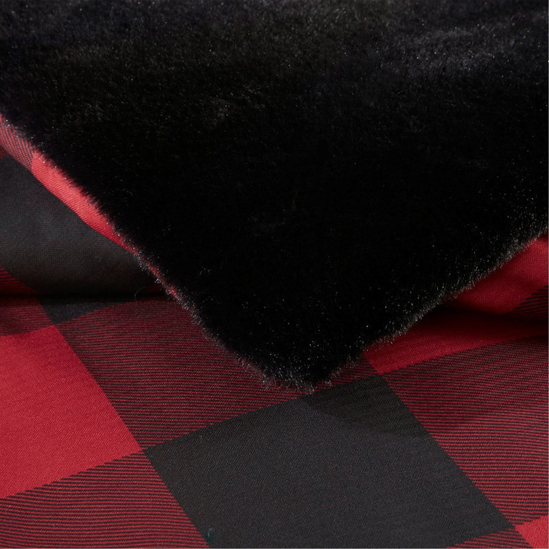 King/Cal King Faux Wool To Faux Fur Down Alternative Comforter Set, King/Cal King Comforter + 2 Additional Pieces, Red