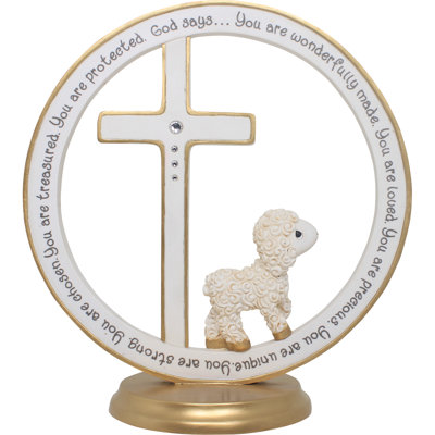 Figurine Precious Moments Baptism Lamb God Says Circle Cross 7,5 pouces