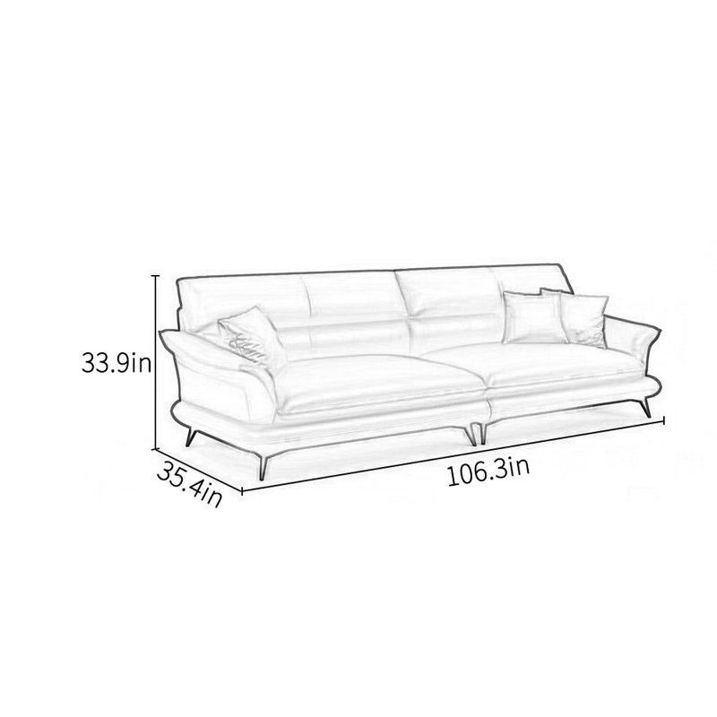 Canapé de bureau italien simple et confortable, H 33,9 po x l 106,3 po x P 35,4 po, 4