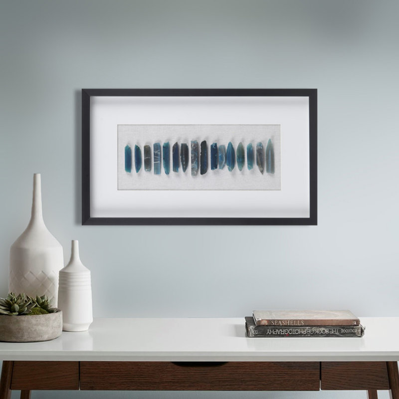 Panneau de décoration murale encadré en agate bleue encadrée