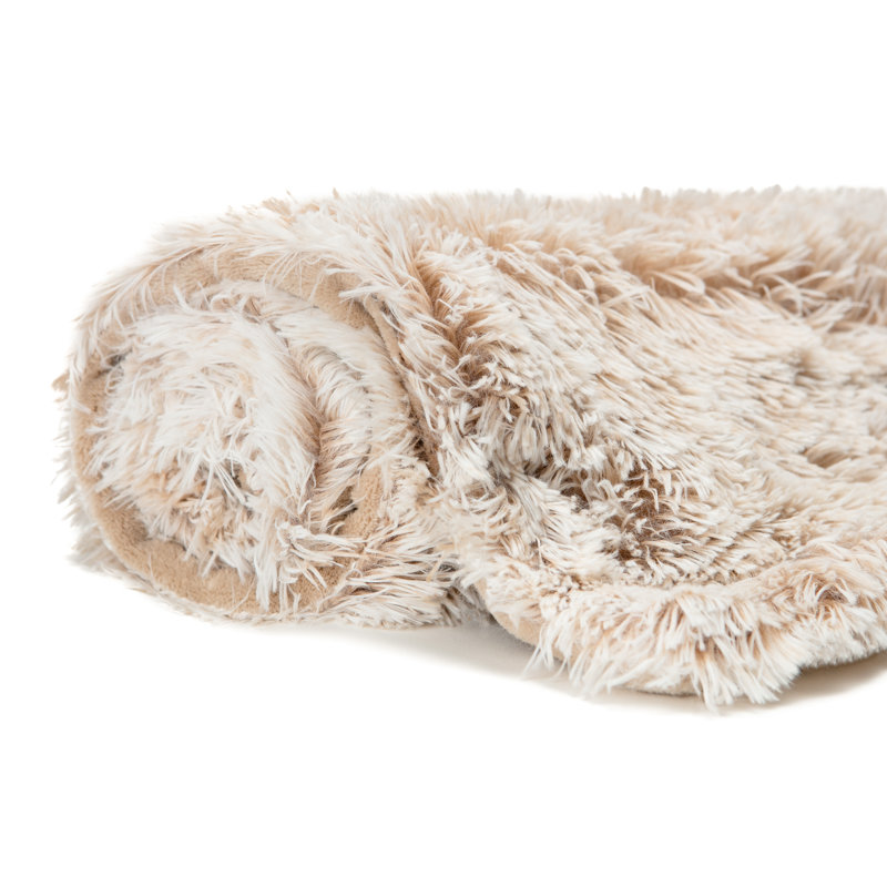 Ivory White Reversible Faux Fur and Sherpa Throw Blanket