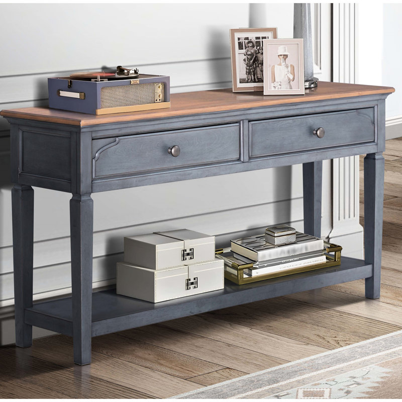 Bureau de 60 po en velours côtelé bleu, sans assemblage. 2 tiroirs, 1 tablette. Fabriqué avec des solides en caoutchouc et des placages de bouleau, table de 60 po, finition, assemblage requis. Deux tiroirs, une tablette