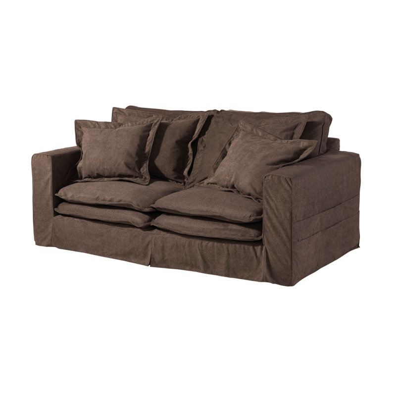 KINGSTON Bean Bag Sofa, 2, Brown, white and pink, 76cm H x 196cm W x 108cm D
