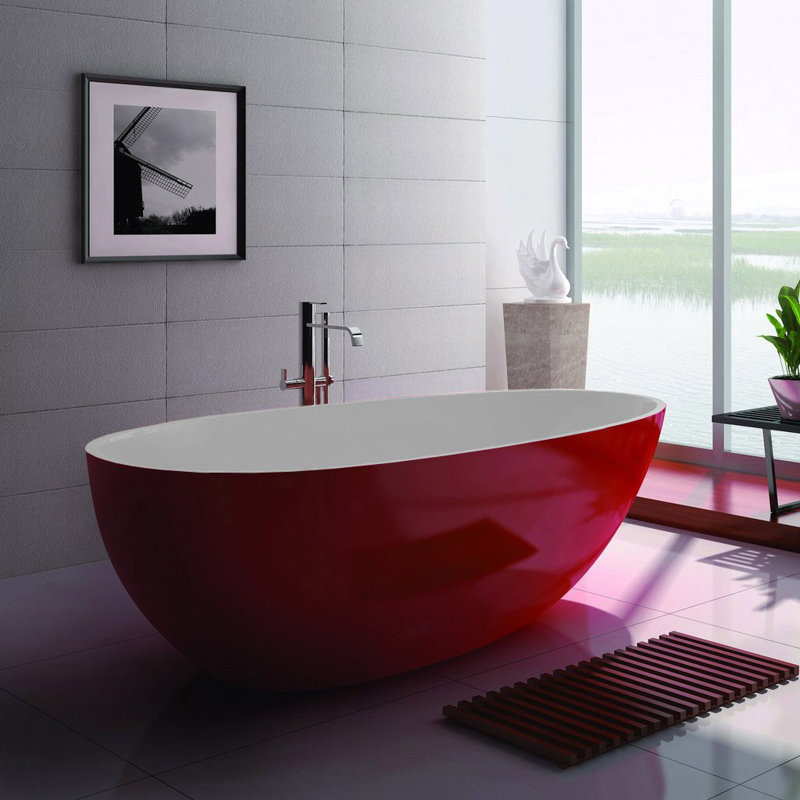 Baignoire autoportante 73 x 33, Mat / rouge / blanc