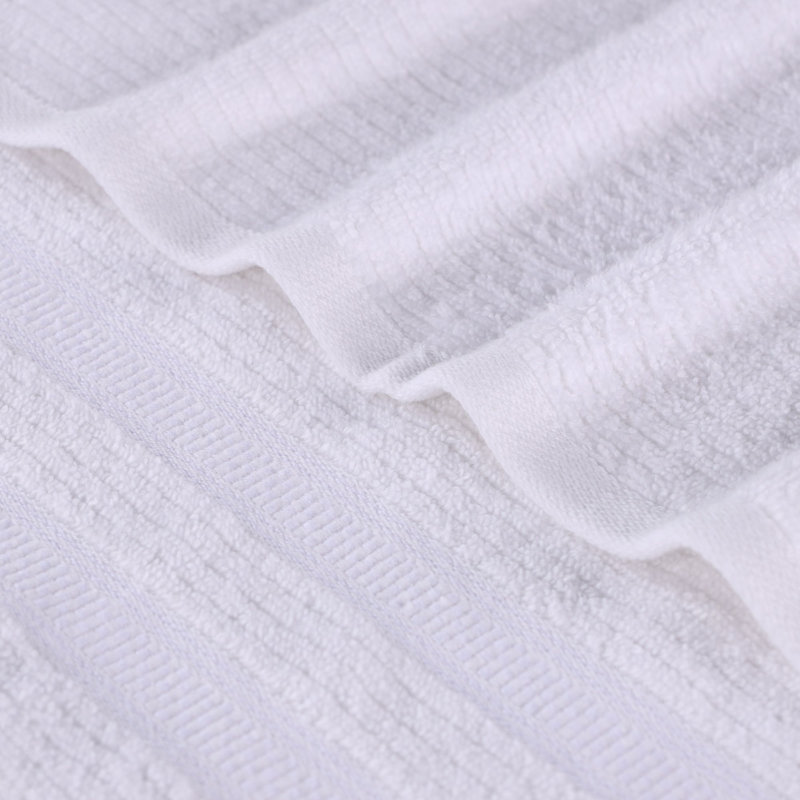 Draps de bain surdimensionnés en coton côtelé zéro torsion, Blanc