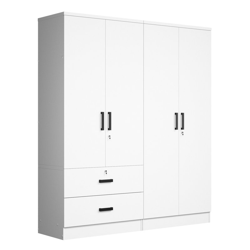 Armoire double avec 4 portes minces et 2 tiroirs! , Blanc
