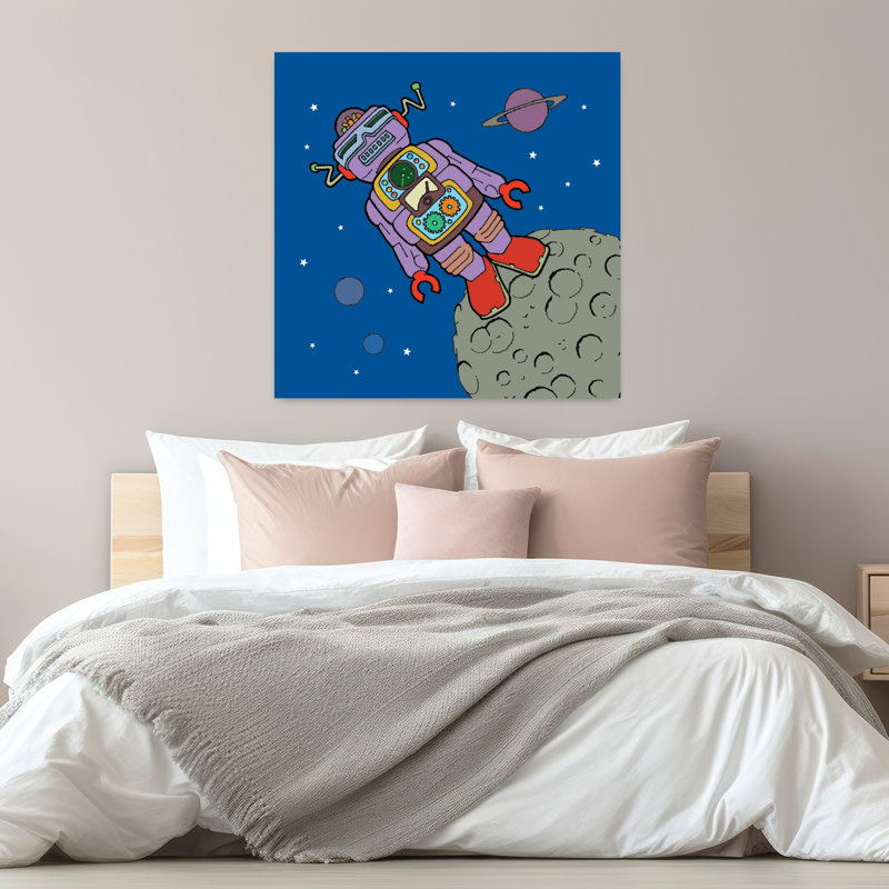Asteroïde bot abstrait paysage urbain contemporain, H 32 po x l 32 po