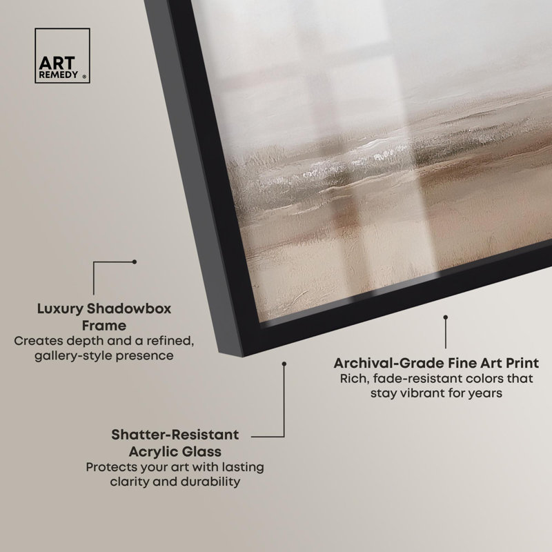 «Quietude I Shadowbox Print Vintage Art» par Art Remedy, Noir, H 17 po x l 21 po