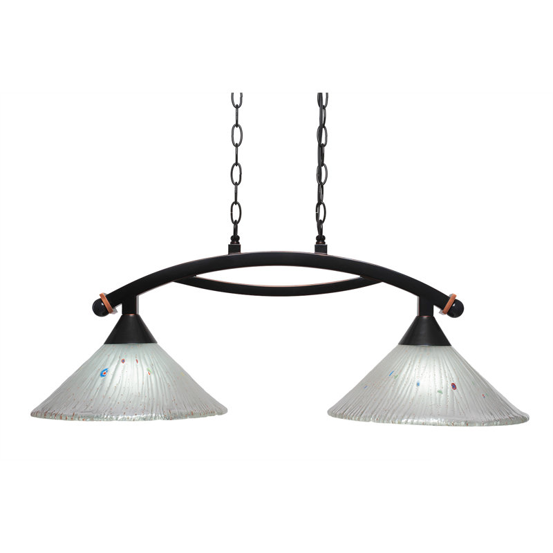 Eisenhauer 2 Light Island Light Shown With 12" Glass, Frosted, Black Copper