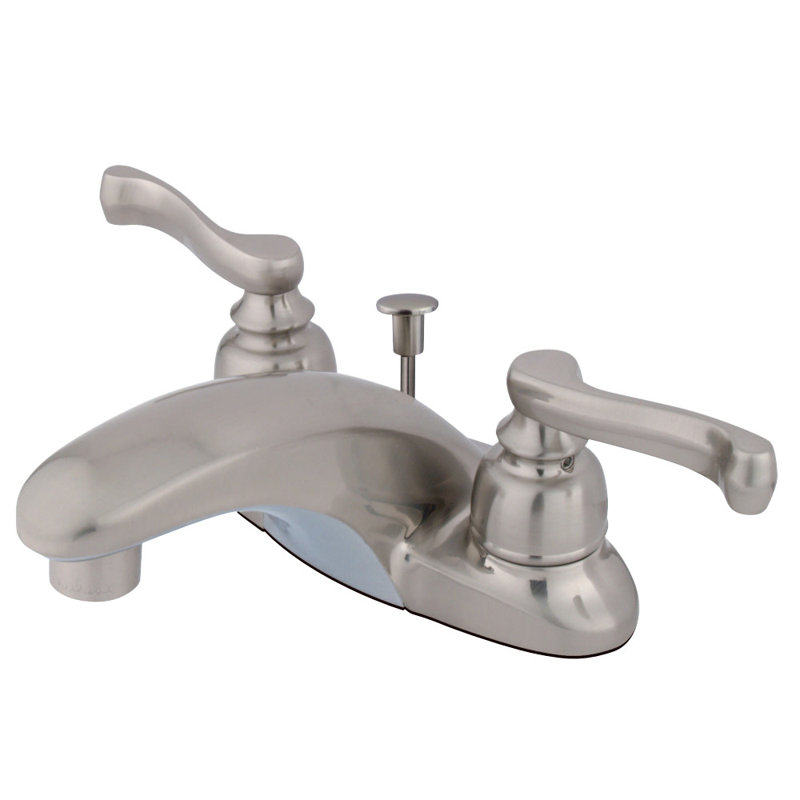 Kingston Brass Royale Two-Handle 3-Hole Deck Mount 4" Centerset Bathroom Faucet with Plastic Pop-Up