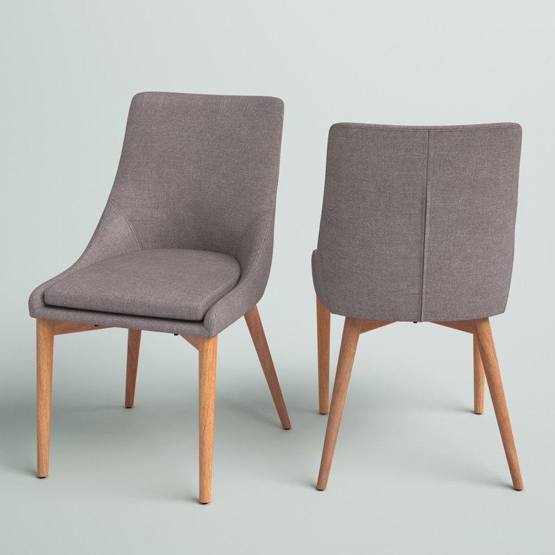 Chaise d'appoint rembourrée en lin de couleur chêne naturel Leonitus, Lin gris