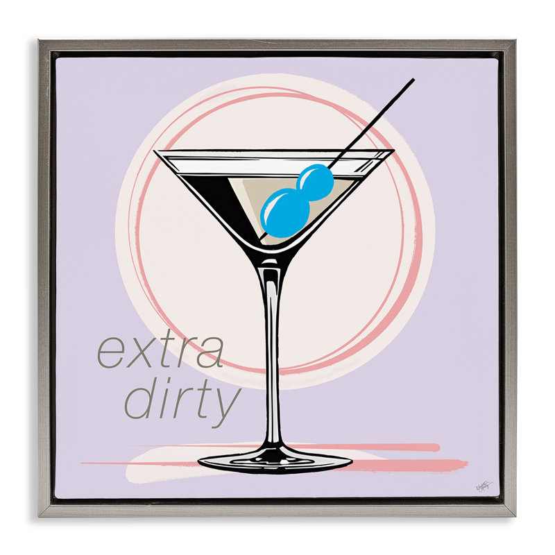 «Extra Dirty Martini», art mural encadré par Elizabeth Medley, Cadre flottant gris lustré, H 18 po x l 18 po