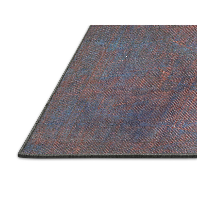 Tapis rouge/bleu traditionnel, Rectangle 2 pi x 4 pi