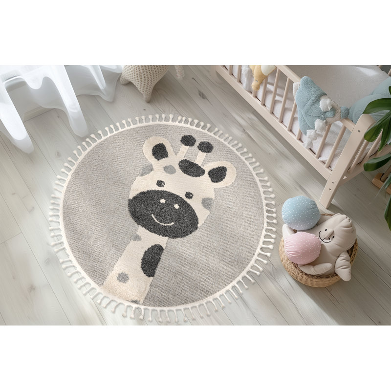 Ricky Animal Print Area Rug, Round 133cm