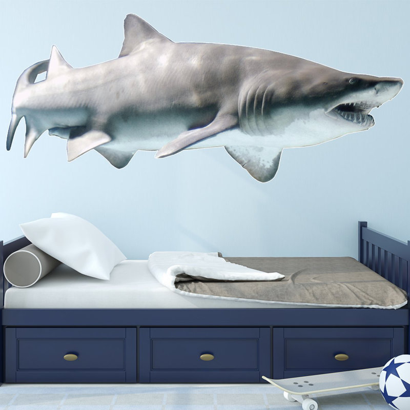Adhésif décoratif requin réaliste, H 16 po x l 36 po x P 0,01 po