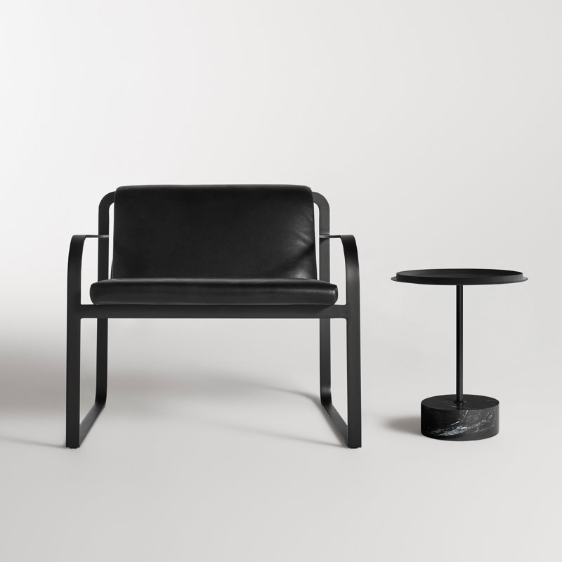 Skald Lounge Chair, Onyx Genuine Leather, Matte Black