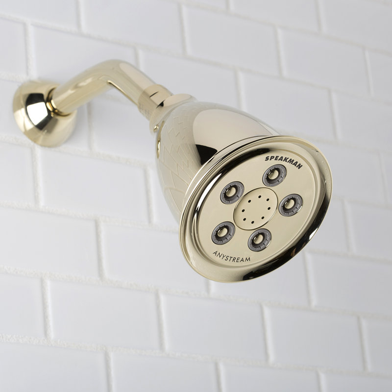 Hotel Anystream Multi Function Fixed Shower Head, Polished Brass, 2.5 GPM