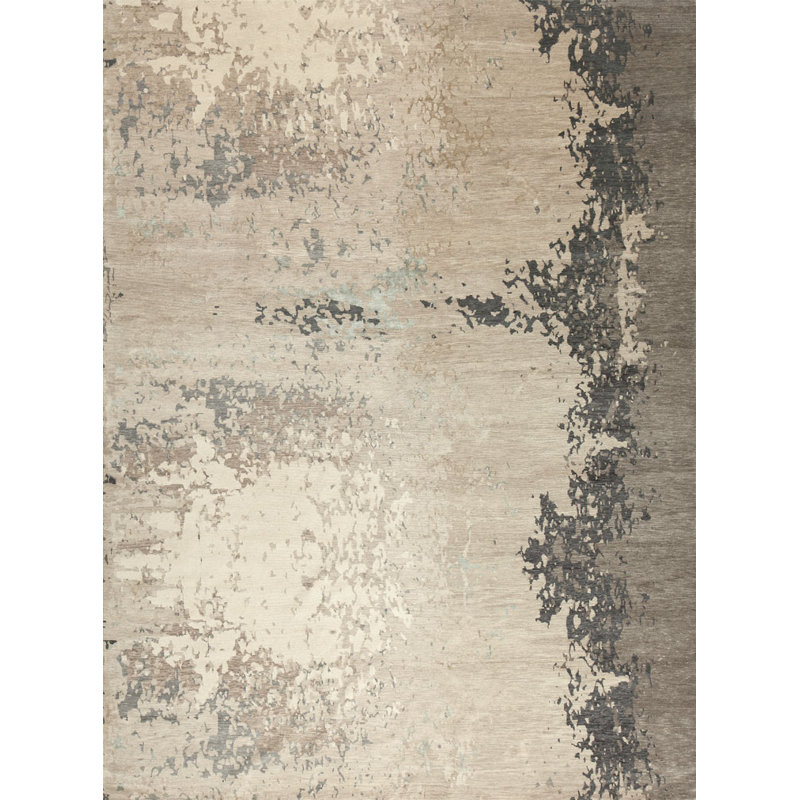 Patina Abstract Area Rug in Silver/Ice Blue/Charcoal/Taupe, Runner 3' x 6'
