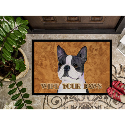 Tapis d'intérieur antidérapant Boston Terrier Wipe Your Paws