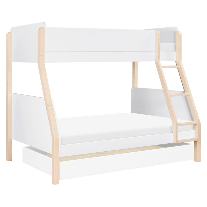 TipToe Twin-Over-Full Bunk Bed, White/Washed Natural