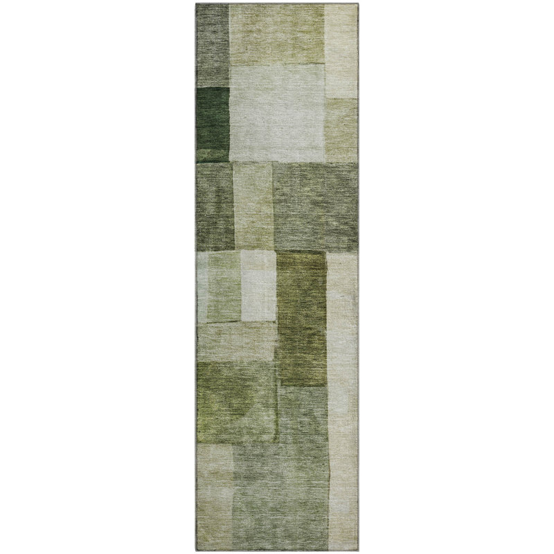 Premium Machine Washable Lyndhurst AMF1190 Squares Rug, Tapis de couloir 2 pi 3 po x 7 pi 6 po