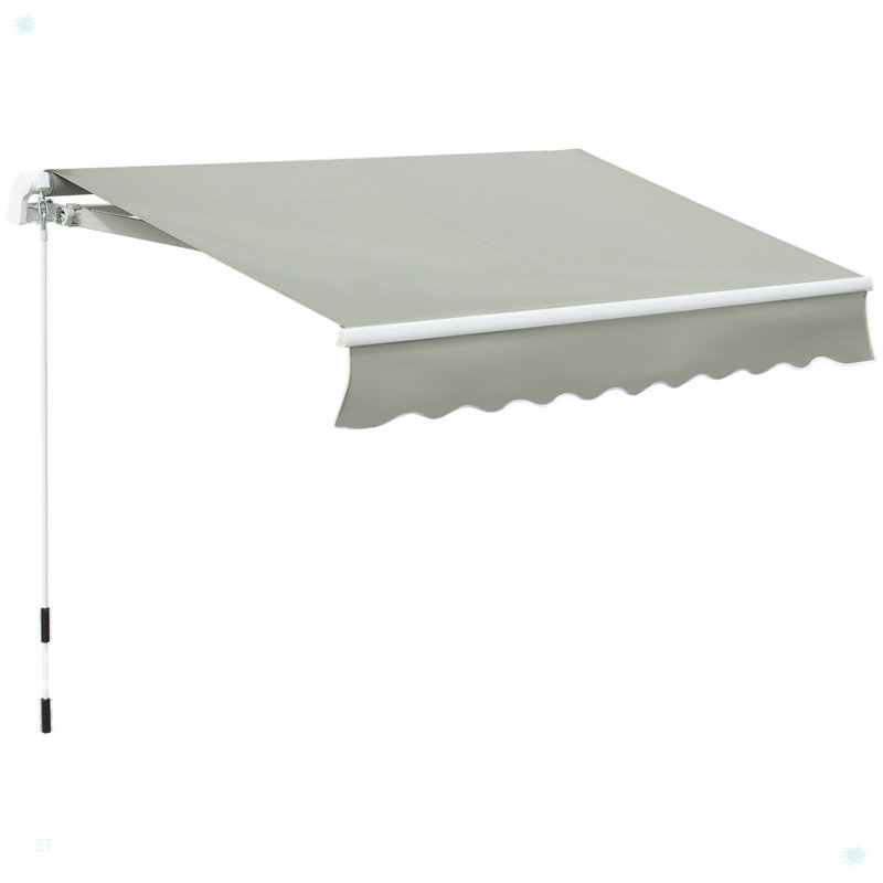 Patio Retractable Awning, Manual Exterior Sun Shade Deck Window Cover, Black