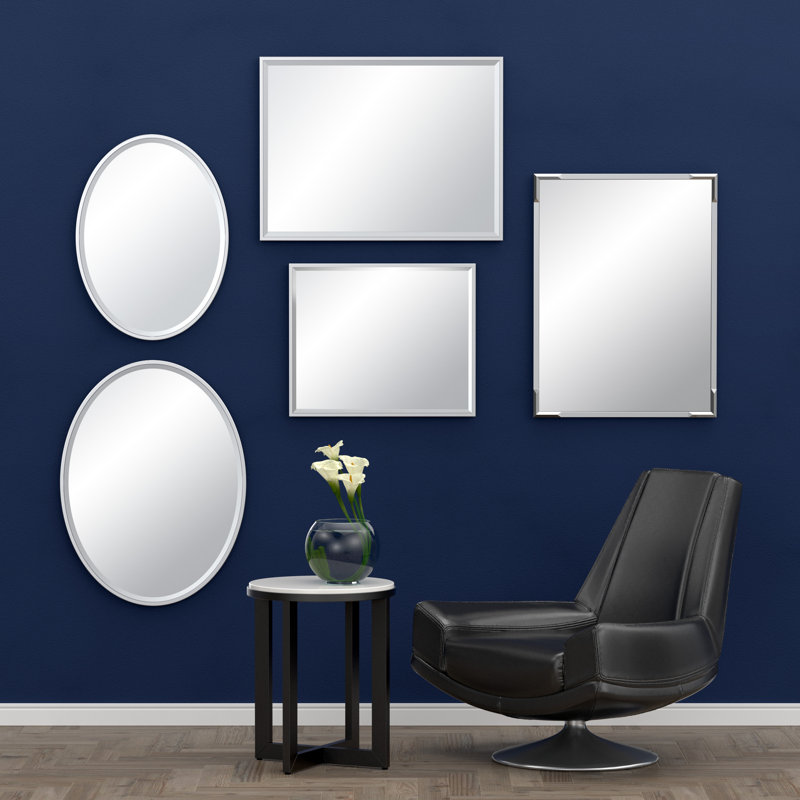 Modern Wall Mount Framed Rectangle Bathroom Vanity Mirror | Decorative Beveled Mirror  For Bedroom, Entryway, Livingroom | Mount Landscape or Portrait