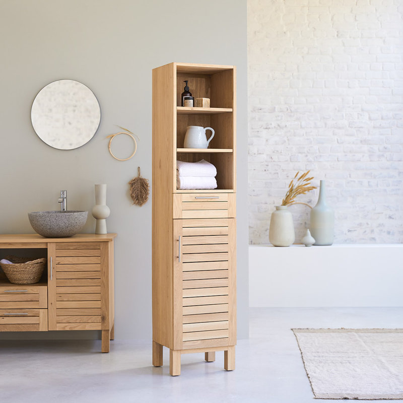 Soho Solid Oak Narrow Bathroom Cabinet