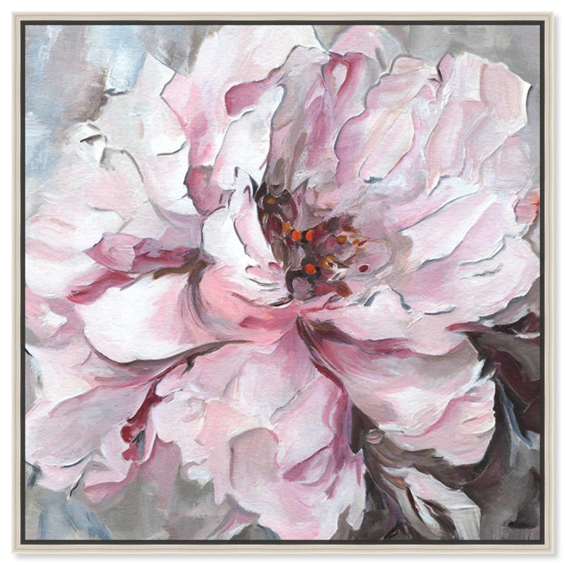 «Joyful Flower Canvas Winter» par Art Remedy, H 31 po x l 31 po, Cadre argenté