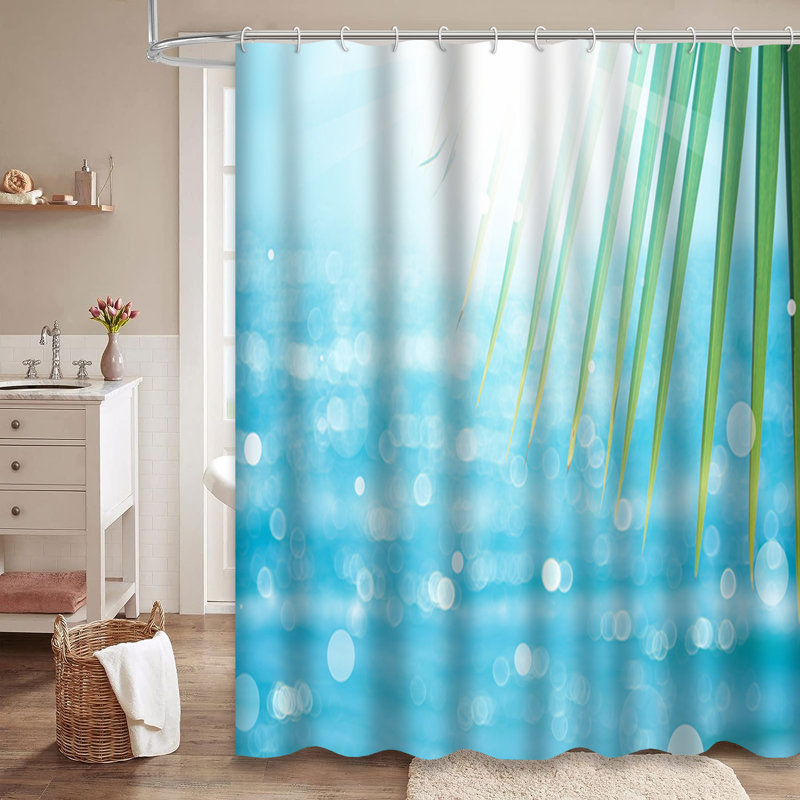 Rideau de douche abstrait à motif de palmiers tropicaux avec 12 crochets, L 72 po x l 72 po