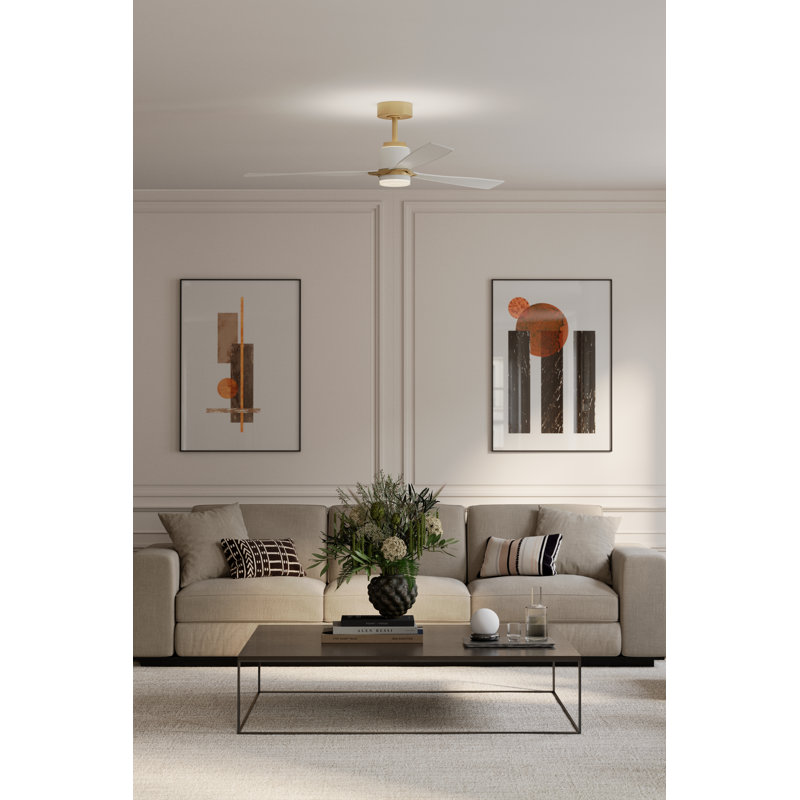 Ventilateur de plafond intelligent DEL 5 "FoxCC, Laiton, Blanc mat