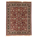 Hand Knotted Wool Oriental Area Rug in Wine And Black