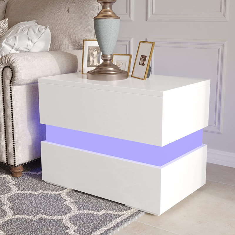 Table de chevet 2 tiroirs Bondi, Blanc