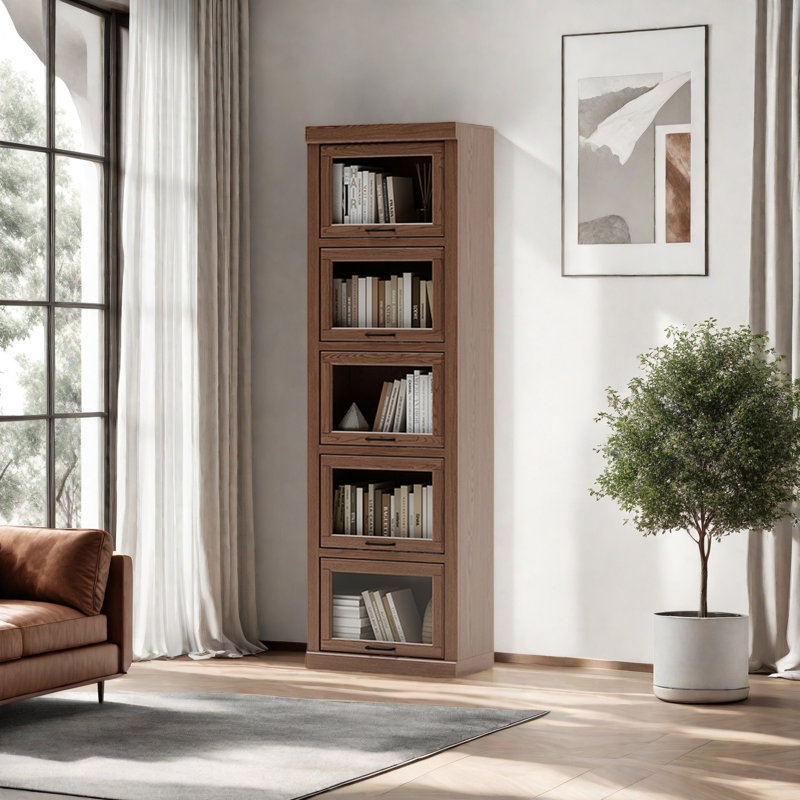 Une bibliothèque simple et stable, (5 tablettes) H 75,9 po x l 23,6 po x P 12,4 po, Marron foncé