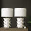 66cm Tall White Ceramic Living Room Table Lamp, Bedside Buffet Lamp White Linen Shade