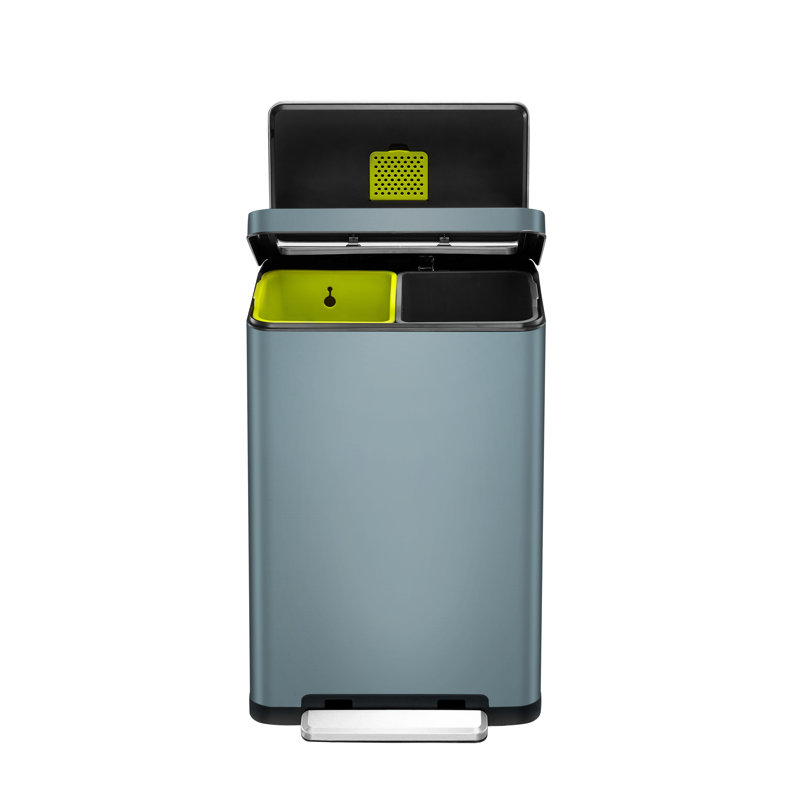 Stainless Steel Step On Multi-Compartment Rubbish & Recycling Bin - 40L