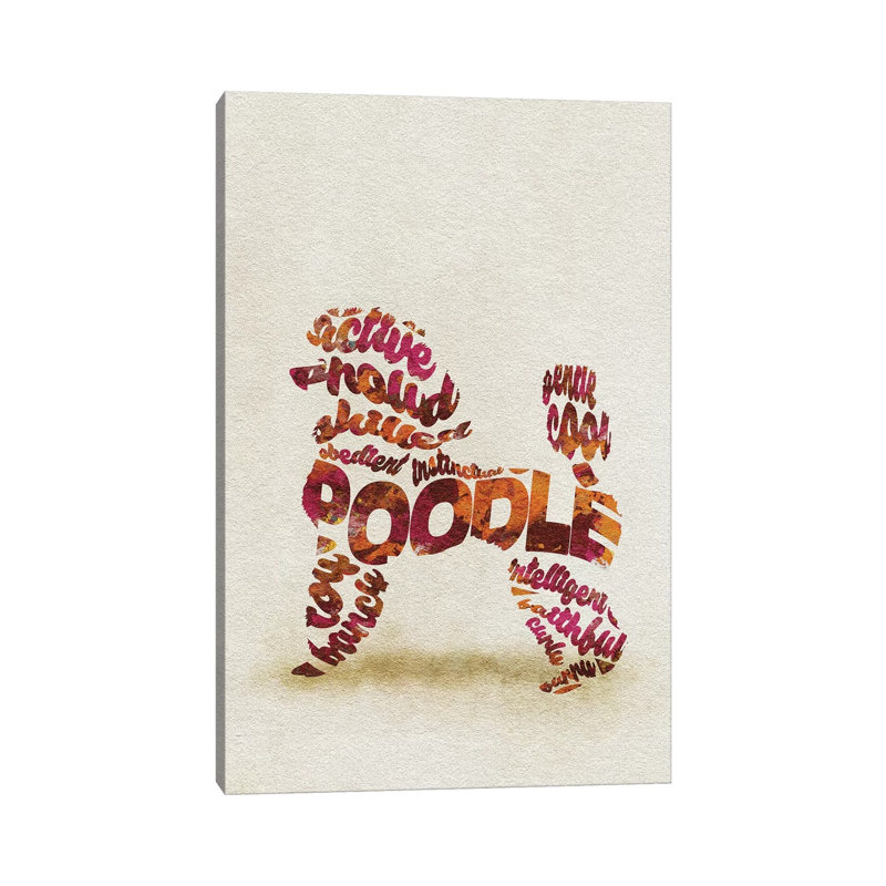 Poodle 1 Piece Wrapped Canvas Wall Art, 30.48 cm H x 45.72 cm W