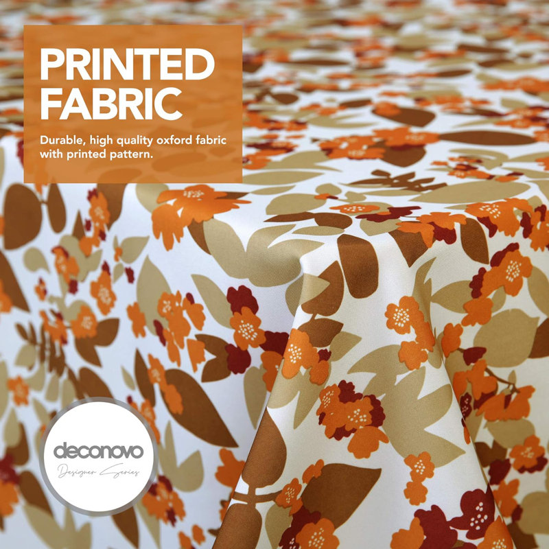 Deconovo tablecloth, water -repellent, washable tablecloth, 1 piece, 140 x 300cm, fuchsia, Khaki, 130cm W x 220cm L