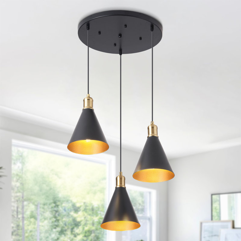 Luminaire suspendu moderne 3 lumières noir